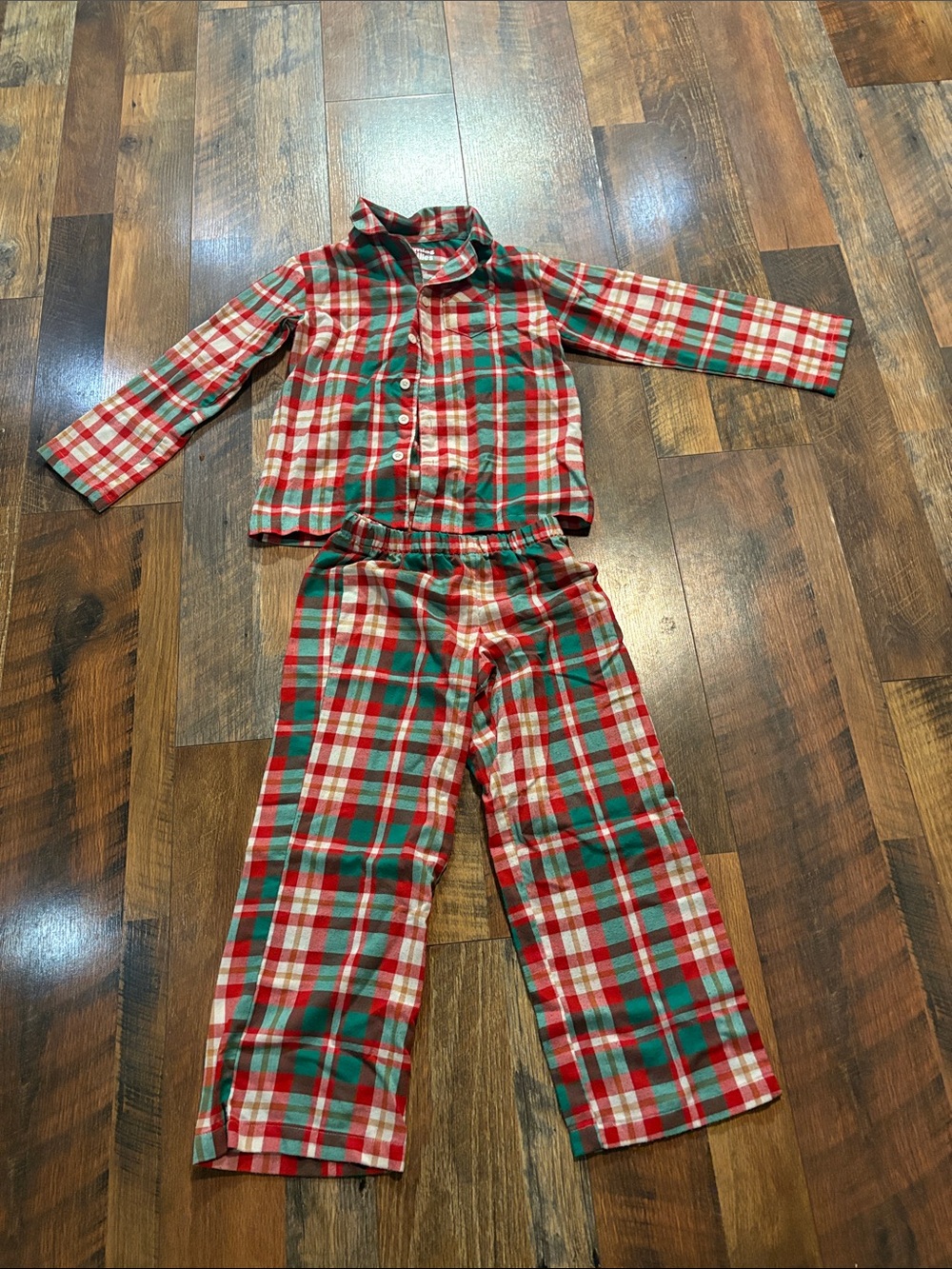 Kids Plaid Holiday Pajama Set - Red & Green size 6